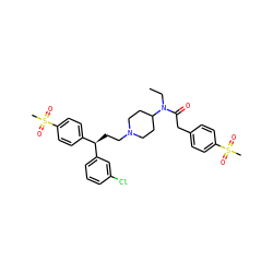 CCN(C(=O)Cc1ccc(S(C)(=O)=O)cc1)C1CCN(CC[C@H](c2ccc(S(C)(=O)=O)cc2)c2cccc(Cl)c2)CC1 ZINC000003916181
