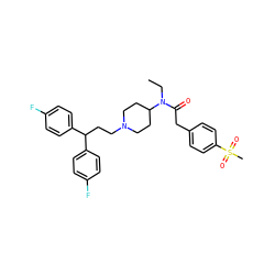 CCN(C(=O)Cc1ccc(S(C)(=O)=O)cc1)C1CCN(CCC(c2ccc(F)cc2)c2ccc(F)cc2)CC1 ZINC000028528164
