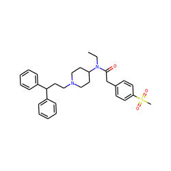CCN(C(=O)Cc1ccc(S(C)(=O)=O)cc1)C1CCN(CCC(c2ccccc2)c2ccccc2)CC1 ZINC000028347472