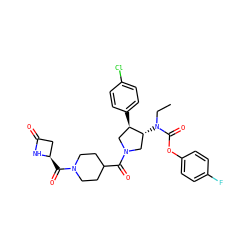 CCN(C(=O)Oc1ccc(F)cc1)[C@@H]1CN(C(=O)C2CCN(C(=O)[C@@H]3CC(=O)N3)CC2)C[C@H]1c1ccc(Cl)cc1 ZINC000117708016