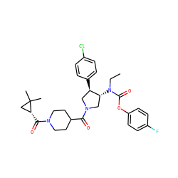 CCN(C(=O)Oc1ccc(F)cc1)[C@@H]1CN(C(=O)C2CCN(C(=O)[C@@H]3CC3(C)C)CC2)C[C@H]1c1ccc(Cl)cc1 ZINC000117716282
