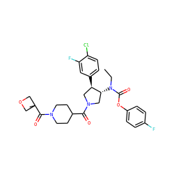 CCN(C(=O)Oc1ccc(F)cc1)[C@@H]1CN(C(=O)C2CCN(C(=O)C3(C)COC3)CC2)C[C@H]1c1ccc(Cl)c(F)c1 ZINC000117721197