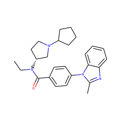 CCN(C(=O)c1ccc(-n2c(C)nc3ccccc32)cc1)[C@@H]1CCN(C2CCCC2)C1 ZINC000072141315