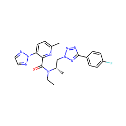 CCN(C(=O)c1nc(C)ccc1-n1nccn1)[C@@H](C)Cn1nnc(-c2ccc(F)cc2)n1 ZINC000210434555