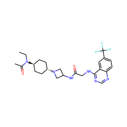 CCN(C(C)=O)[C@H]1CC[C@H](N2CC(NC(=O)CNc3ncnc4ccc(C(F)(F)F)cc34)C2)CC1 ZINC000149161918