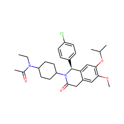 CCN(C(C)=O)C1CCC(N2C(=O)Cc3cc(OC)c(OC(C)C)cc3[C@@H]2c2ccc(Cl)cc2)CC1 ZINC000169708266