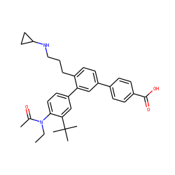 CCN(C(C)=O)c1ccc(-c2cc(-c3ccc(C(=O)O)cc3)ccc2CCCNC2CC2)cc1C(C)(C)C ZINC000038212051