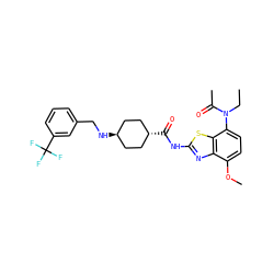 CCN(C(C)=O)c1ccc(OC)c2nc(NC(=O)[C@H]3CC[C@H](NCc4cccc(C(F)(F)F)c4)CC3)sc12 ZINC000254043431