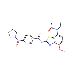 CCN(C(C)=O)c1ccc(OC)c2nc(NC(=O)c3ccc(C(=O)N4CCCC4)cc3)sc12 ZINC000053295885