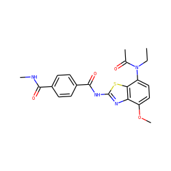 CCN(C(C)=O)c1ccc(OC)c2nc(NC(=O)c3ccc(C(=O)NC)cc3)sc12 ZINC000053295598