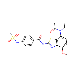 CCN(C(C)=O)c1ccc(OC)c2nc(NC(=O)c3ccc(NS(C)(=O)=O)cc3)sc12 ZINC000053276594