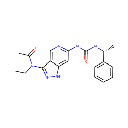 CCN(C(C)=O)c1n[nH]c2cc(NC(=O)N[C@H](C)c3ccccc3)ncc12 ZINC001772601401