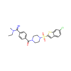 CCN(C)C(=N)c1ccc(C(=O)N2CCN(S(=O)(=O)c3cc4ccc(Cl)cc4s3)CC2)cc1 ZINC000026180219