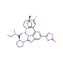 CCN(C)C(=O)[C@@H]1CCCN1c1nc2cc(-c3noc(=O)[nH]3)nc(-c3cncc(Cl)c3)c2n1C[C@H]1CC[C@H](C)CC1 ZINC000261149370