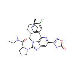 CCN(C)C(=O)[C@H]1CCCN1c1nc2cc(-c3noc(=O)[nH]3)nc(-c3cncc(Cl)c3)c2n1C[C@H]1CC[C@H](C)CC1 ZINC000261149371