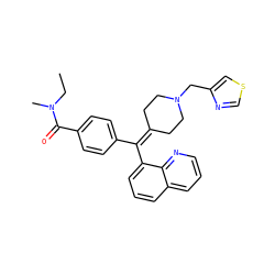 CCN(C)C(=O)c1ccc(C(=C2CCN(Cc3cscn3)CC2)c2cccc3cccnc23)cc1 ZINC000073199581