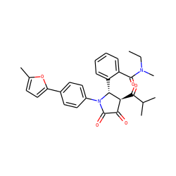 CCN(C)C(=O)c1ccccc1[C@@H]1[C@@H](C(=O)C(C)C)C(=O)C(=O)N1c1ccc(-c2ccc(C)o2)cc1 ZINC000169696393
