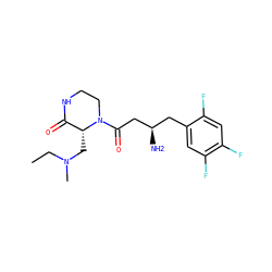 CCN(C)C[C@@H]1C(=O)NCCN1C(=O)C[C@H](N)Cc1cc(F)c(F)cc1F ZINC000071332578