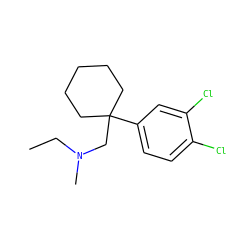CCN(C)CC1(c2ccc(Cl)c(Cl)c2)CCCCC1 ZINC000066136522