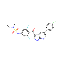 CCN(C)S(=O)(=O)Nc1cc(F)c(C(=O)c2c[nH]c3ncc(-c4ccc(Cl)cc4)cc23)c(F)c1 ZINC000299861454