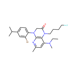 CCN(C)c1cc(C)nc2c1N(CCCCF)C(=O)CN2c1ccc(C(C)C)cc1Br ZINC000473145527