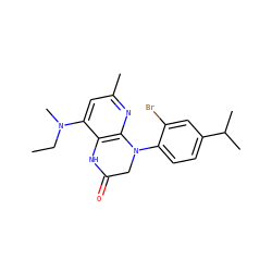 CCN(C)c1cc(C)nc2c1NC(=O)CN2c1ccc(C(C)C)cc1Br ZINC000473150018