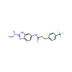 CCN(C)c1nc2ccc(NC(=O)CCc3ccc(C(F)(F)F)cc3)cc2[nH]1 ZINC000040976538