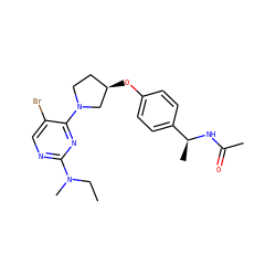 CCN(C)c1ncc(Br)c(N2CC[C@@H](Oc3ccc([C@H](C)NC(C)=O)cc3)C2)n1 ZINC000261183711
