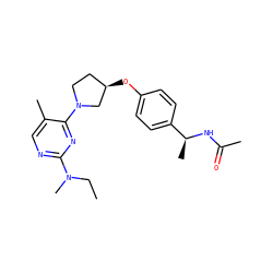CCN(C)c1ncc(C)c(N2CC[C@@H](Oc3ccc([C@H](C)NC(C)=O)cc3)C2)n1 ZINC000261192939