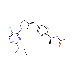 CCN(C)c1ncc(Cl)c(N2CC[C@@H](Oc3ccc([C@H](C)NC(C)=O)cc3)C2)n1 ZINC000261162946