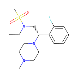 CCN(C[C@H](c1ccccc1F)N1CCN(C)CC1)S(C)(=O)=O ZINC000028528718