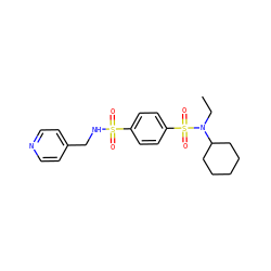 CCN(C1CCCCC1)S(=O)(=O)c1ccc(S(=O)(=O)NCc2ccncc2)cc1 ZINC000004092007
