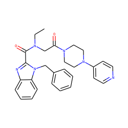 CCN(CC(=O)N1CCN(c2ccncc2)CC1)C(=O)c1nc2ccccc2n1Cc1ccccc1 ZINC000040421834