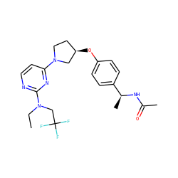 CCN(CC(F)(F)F)c1nccc(N2CC[C@@H](Oc3ccc([C@H](C)NC(C)=O)cc3)C2)n1 ZINC000261086485