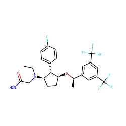 CCN(CC(N)=O)[C@@H]1CC[C@H](O[C@H](C)c2cc(C(F)(F)F)cc(C(F)(F)F)c2)[C@H]1c1ccc(F)cc1 ZINC000036324408