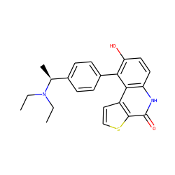 CCN(CC)[C@@H](C)c1ccc(-c2c(O)ccc3[nH]c(=O)c4sccc4c23)cc1 ZINC000149857906