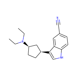CCN(CC)[C@@H]1CC[C@H](c2c[nH]c3ccc(C#N)cc23)C1 ZINC000038439115