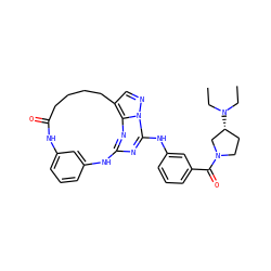 CCN(CC)[C@@H]1CCN(C(=O)c2cccc(Nc3nc4nc5c(cnn35)CCCCC(=O)Nc3cccc(c3)N4)c2)C1 ZINC000029129258