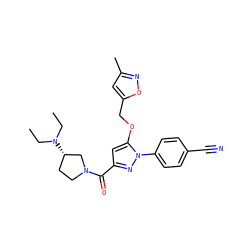 CCN(CC)[C@H]1CCN(C(=O)c2cc(OCc3cc(C)no3)n(-c3ccc(C#N)cc3)n2)C1 ZINC001772584298