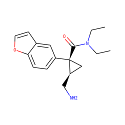 CCN(CC)C(=O)[C@@]1(c2ccc3occc3c2)C[C@H]1CN ZINC000029046766
