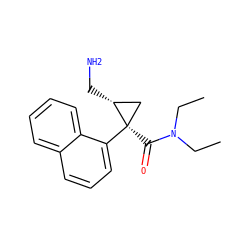 CCN(CC)C(=O)[C@@]1(c2cccc3ccccc23)C[C@H]1CN ZINC000028819404
