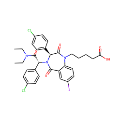 CCN(CC)C(=O)[C@@H](c1ccc(Cl)cc1)N1C(=O)c2cc(I)ccc2N(CCCCC(=O)O)C(=O)[C@@H]1c1ccc(Cl)cc1 ZINC000095612928