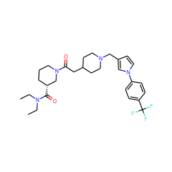 CCN(CC)C(=O)[C@@H]1CCCN(C(=O)CC2CCN(Cc3ccn(-c4ccc(C(F)(F)F)cc4)c3)CC2)C1 ZINC000035803245