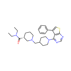 CCN(CC)C(=O)[C@@H]1CCCN(CC2CCN(c3ncnc4scc(-c5ccccc5)c34)CC2)C1 ZINC000146557370