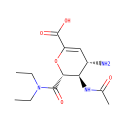 CCN(CC)C(=O)[C@@H]1OC(C(=O)O)=C[C@H](N)[C@H]1NC(C)=O ZINC000006381741