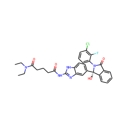 CCN(CC)C(=O)CCCC(=O)Nc1nc2cc([C@]3(O)c4ccccc4C(=O)N3c3cccc(Cl)c3F)ccc2[nH]1 ZINC000116255002