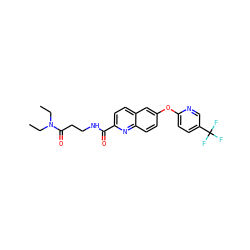 CCN(CC)C(=O)CCNC(=O)c1ccc2cc(Oc3ccc(C(F)(F)F)cn3)ccc2n1 ZINC001772596036