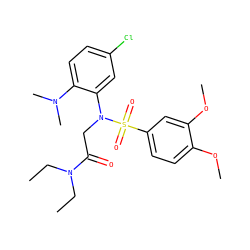 CCN(CC)C(=O)CN(c1cc(Cl)ccc1N(C)C)S(=O)(=O)c1ccc(OC)c(OC)c1 ZINC000040953694
