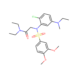 CCN(CC)C(=O)CN(c1cc(N(C)CC)ccc1Cl)S(=O)(=O)c1ccc(OC)c(OC)c1 ZINC000040973860