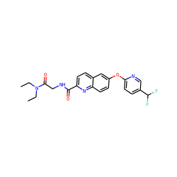 CCN(CC)C(=O)CNC(=O)c1ccc2cc(Oc3ccc(C(F)F)cn3)ccc2n1 ZINC001772569934